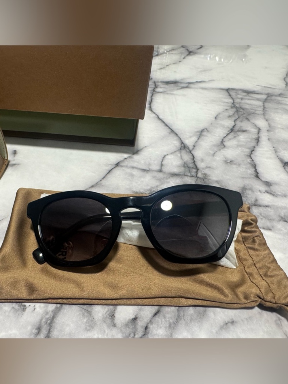 Burberry Black Round Sunglasses with Dark Lenses